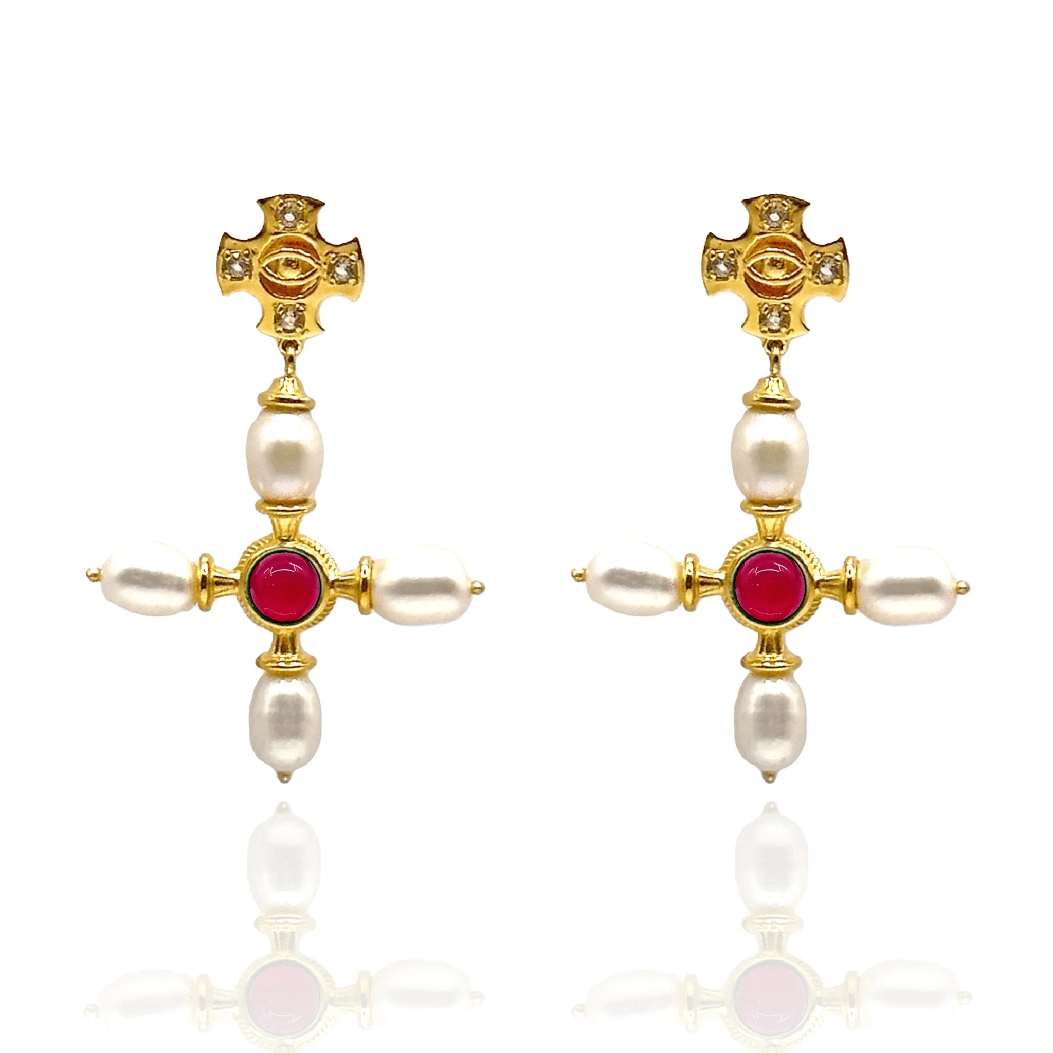Byzantine Cross Earrings / Agate - BOA PALACE