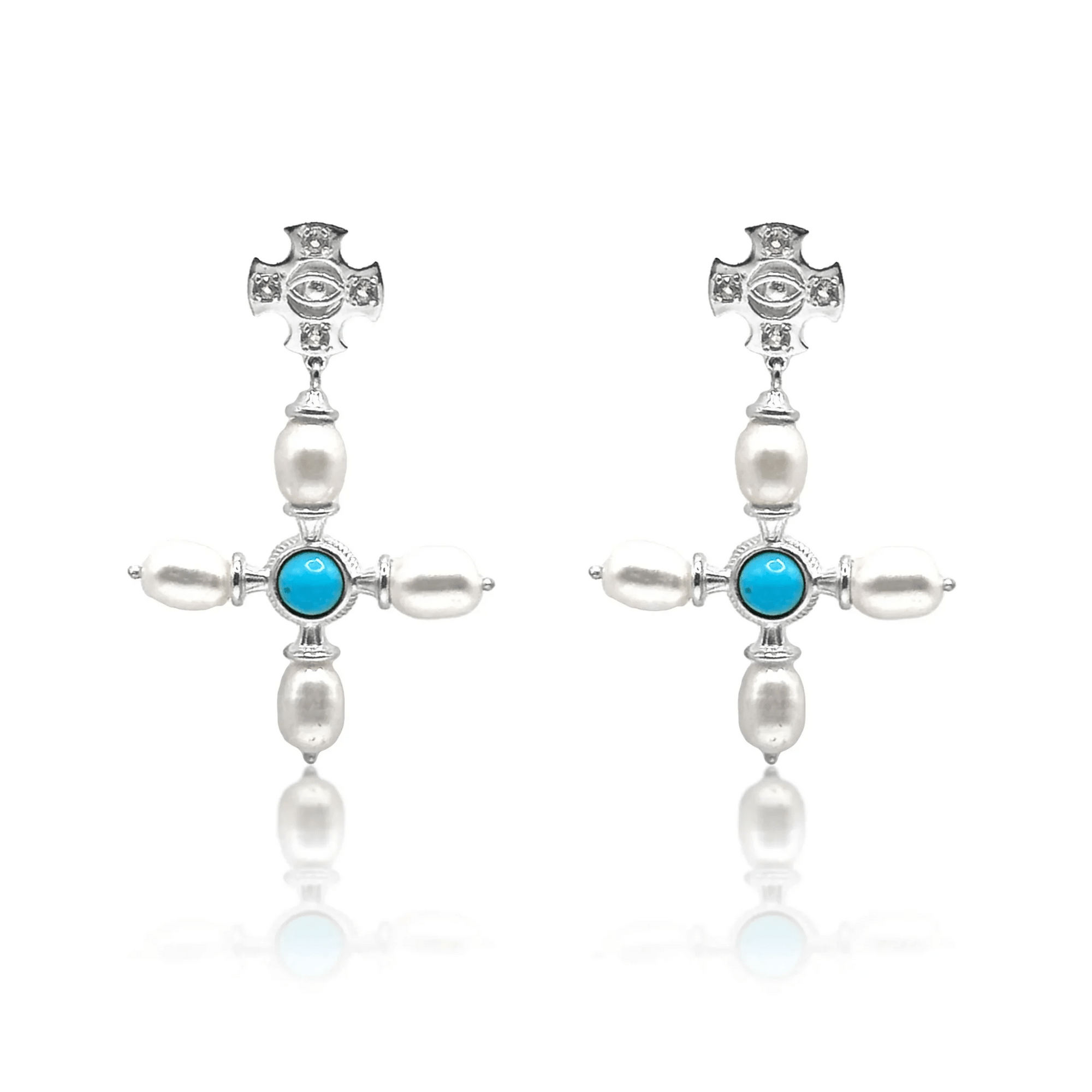 Byzantine Cross Earrings / Turquoise - BOA PALACE