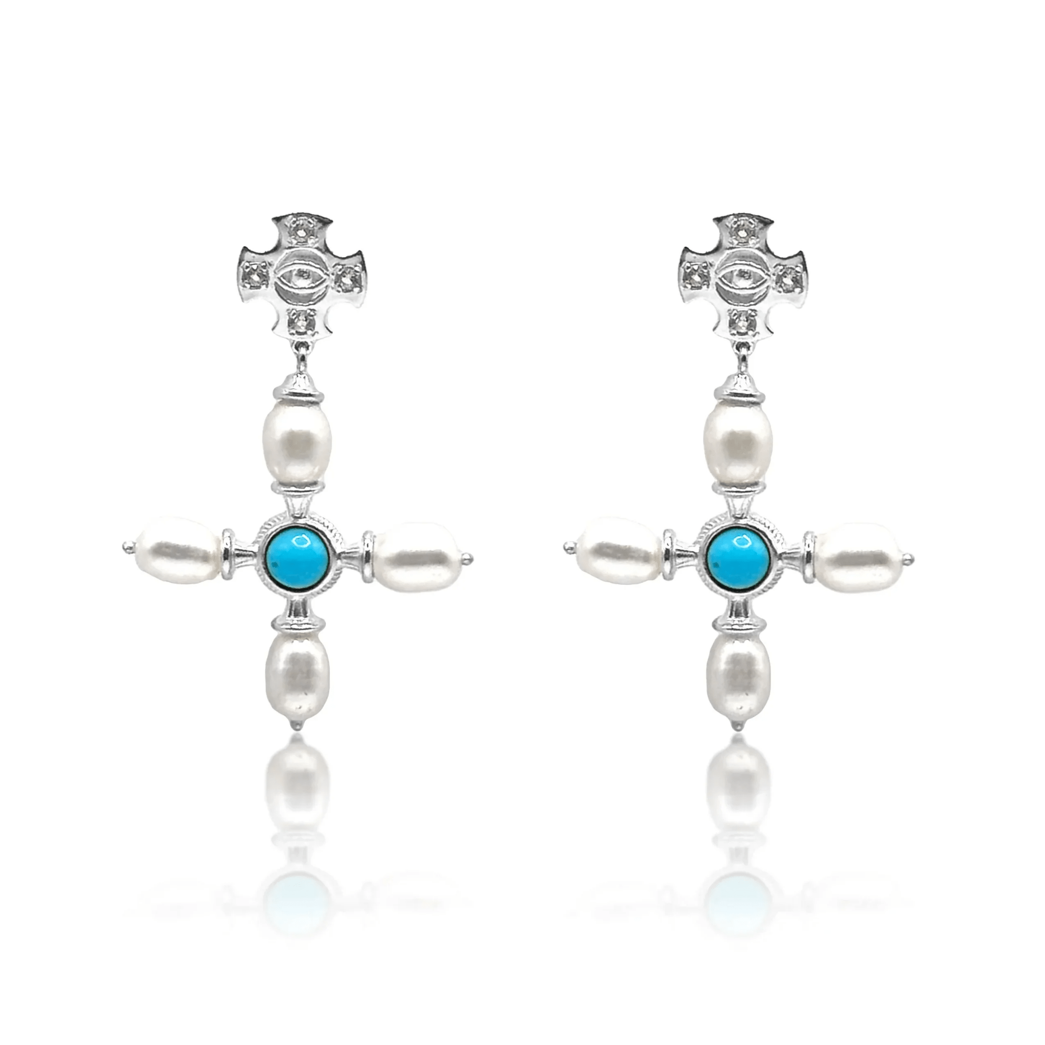 Byzantine Cross Earrings / Turquoise - BOA PALACE