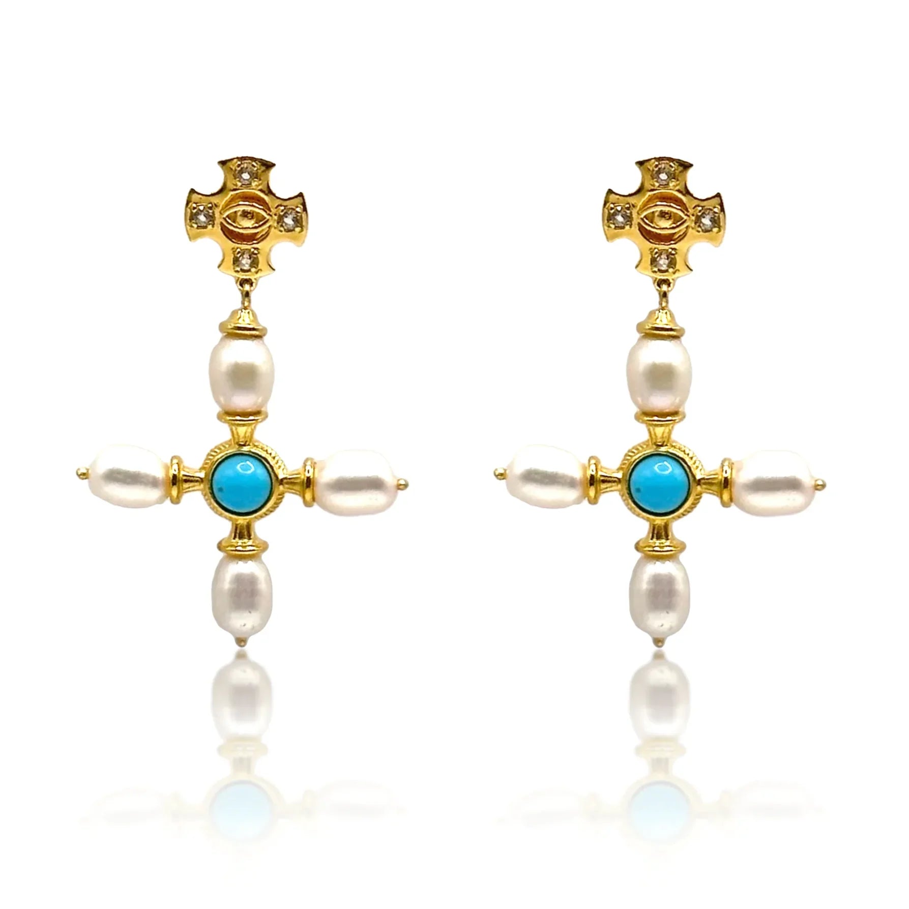 Byzantine Cross Earrings / Turquoise - BOA PALACE