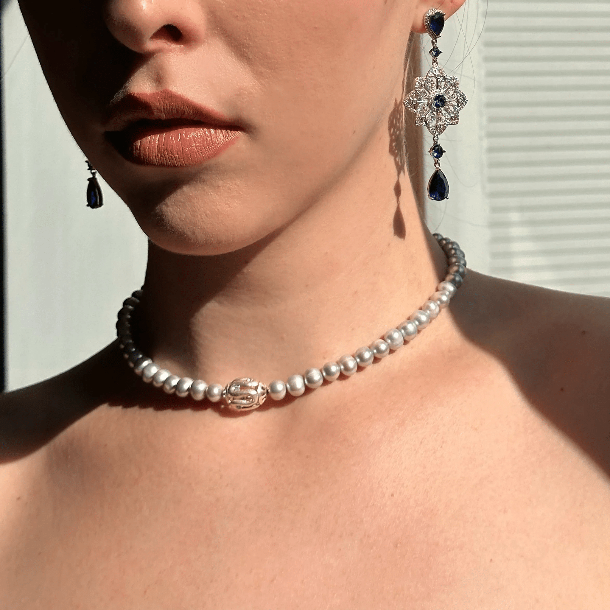 Choker With a Snake Charm / Silver - BOA PALACE