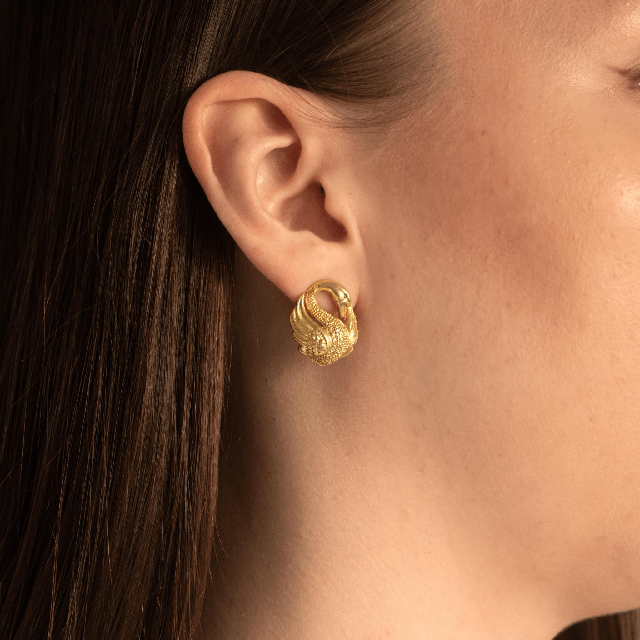 Swan Saraswati Earrings / Gold - BOA PALACE