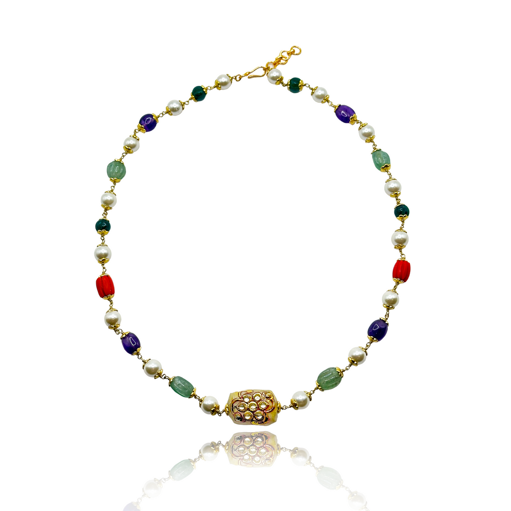 Collier Kundan coloré