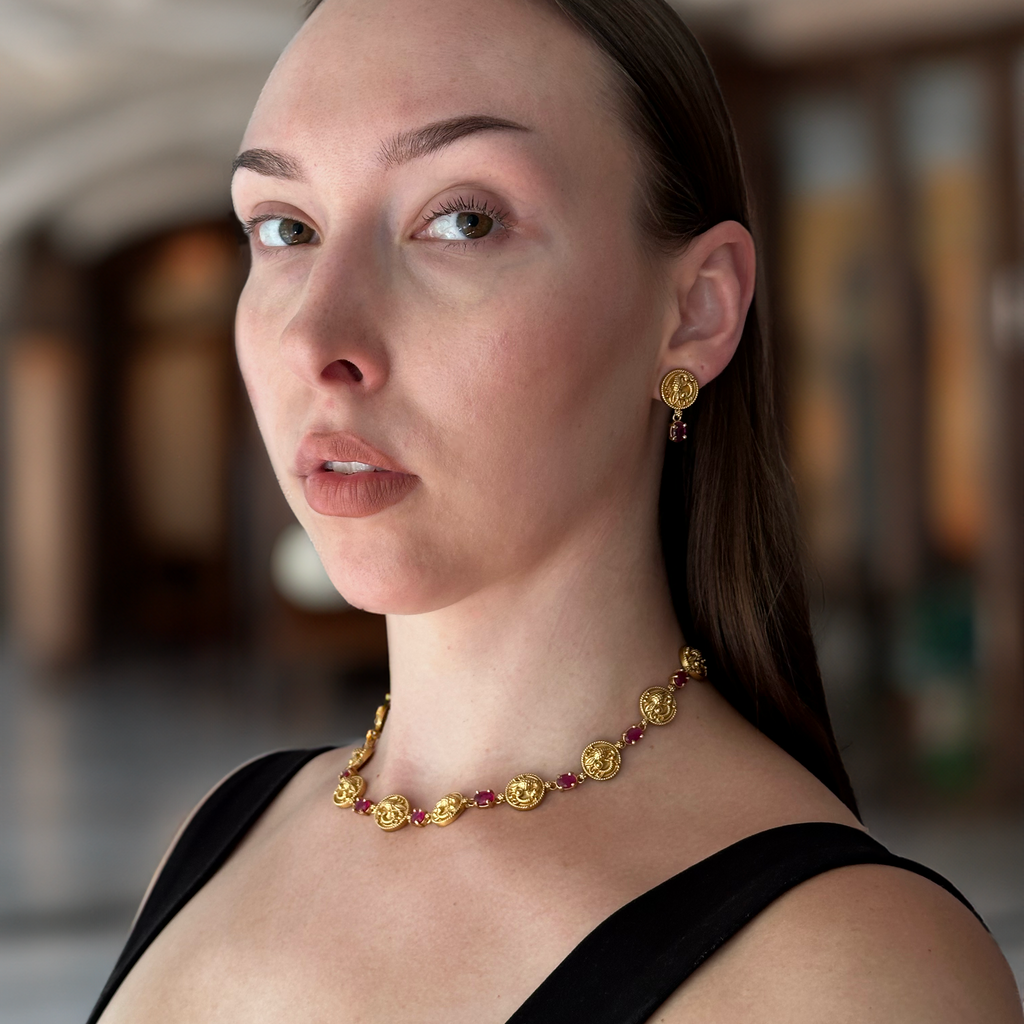 Collier Paon dans une pièce / Rose | blanc