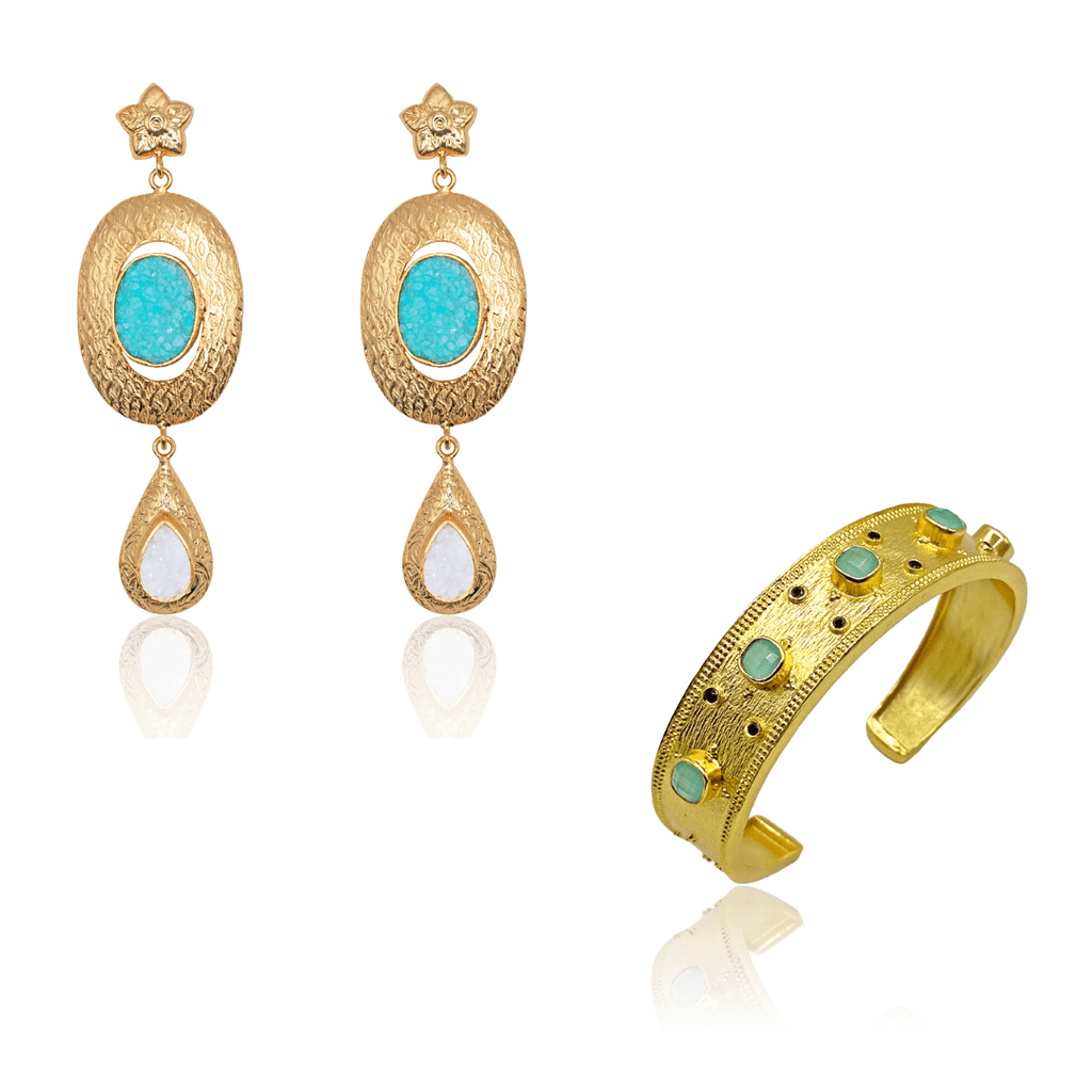 Celeste Byzantium Earrings & Thalassa Bangle Set - BOA PALACE