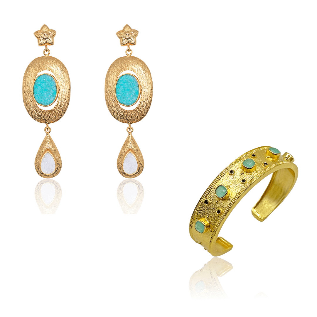 Celeste Byzantium Earrings & Thalassa Bangle Set - BOA PALACE