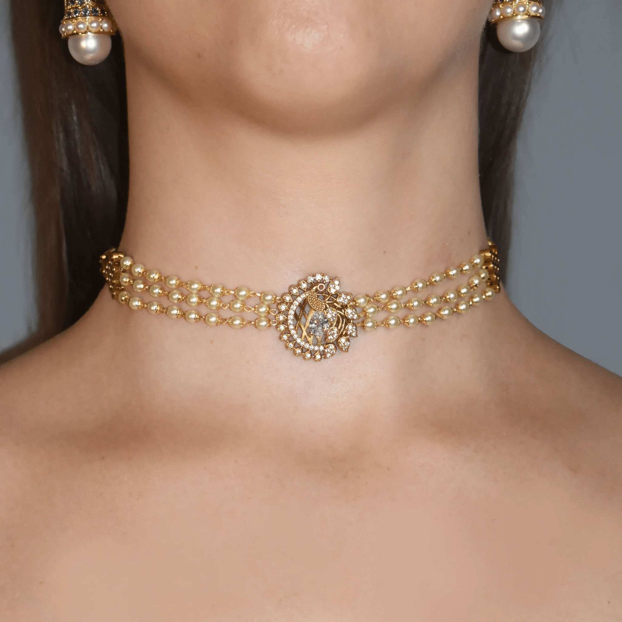 Crystal Peacock Choker - BOA PALACE