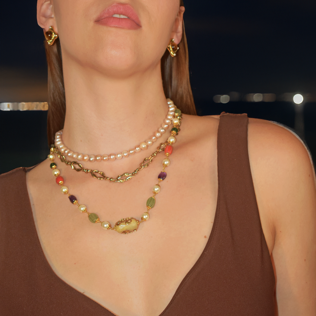 Collier Kundan coloré