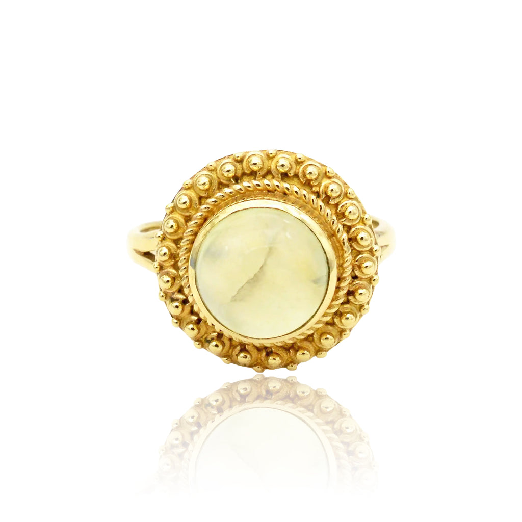 Bague solaire en préhnite