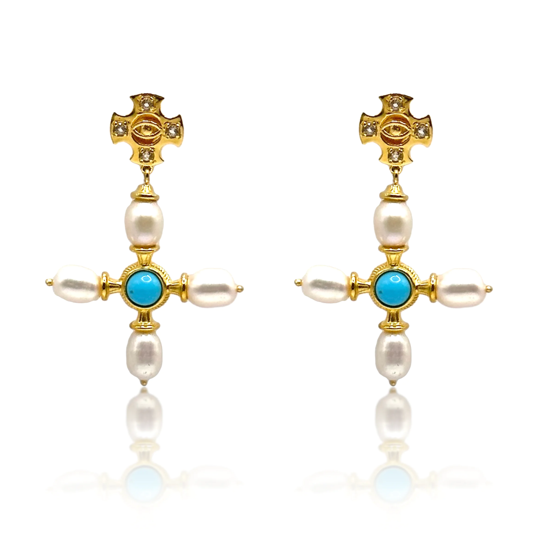 Byzantine Cross Earrings / Turquoise