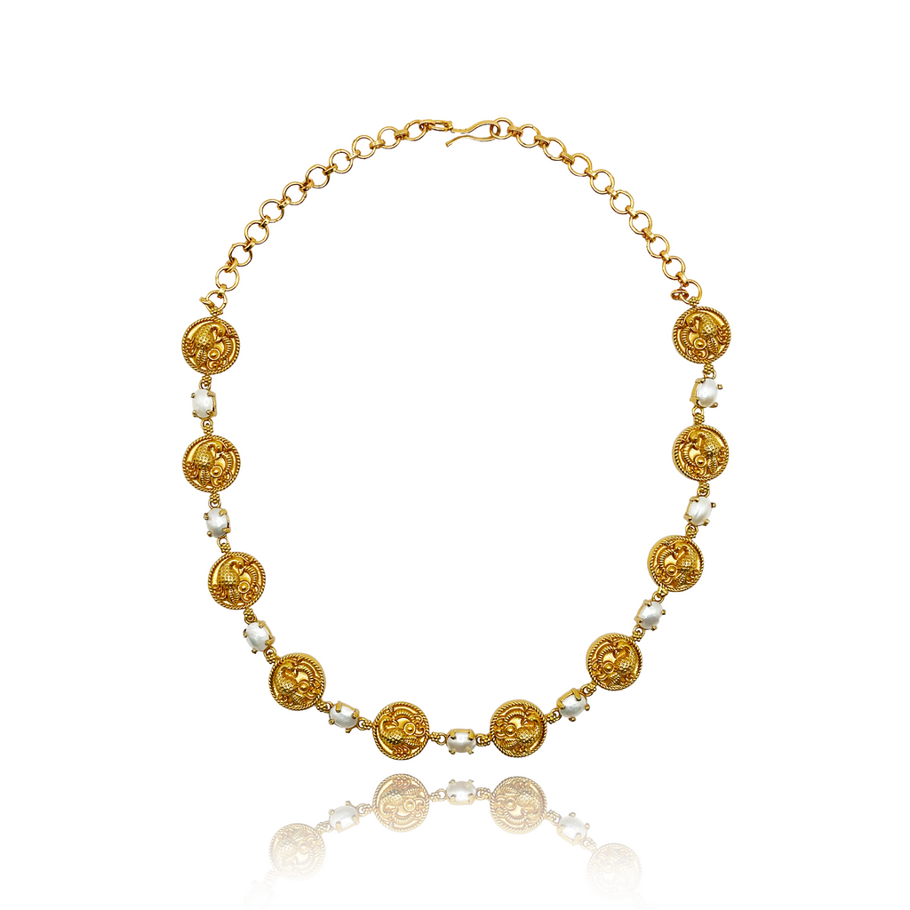 Collier Paon dans une pièce / Rose | blanc
