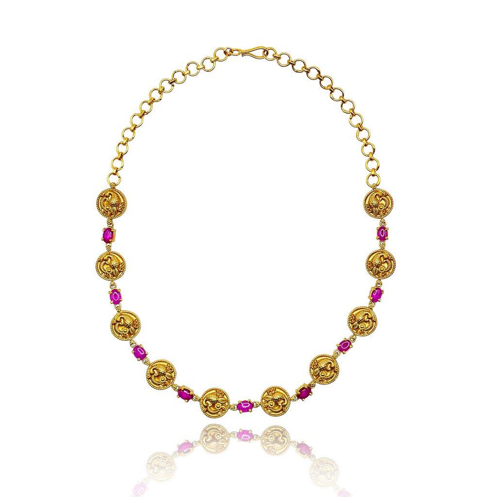 Collier Paon dans une pièce / Rose | blanc