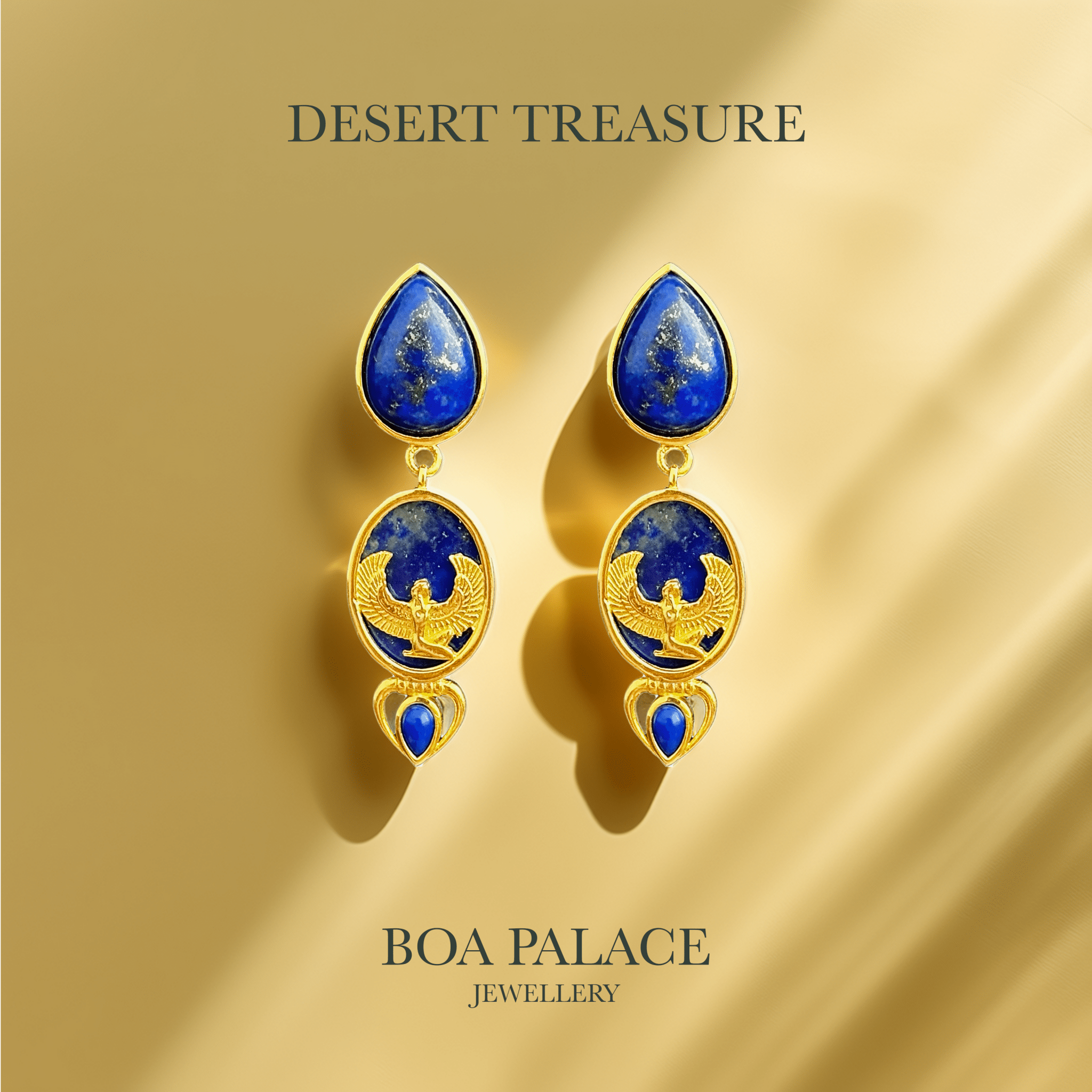 Power of the Divine Set - Goddess Isis Earrings & Sekhem Ra Signet Ring - BOA PALACE