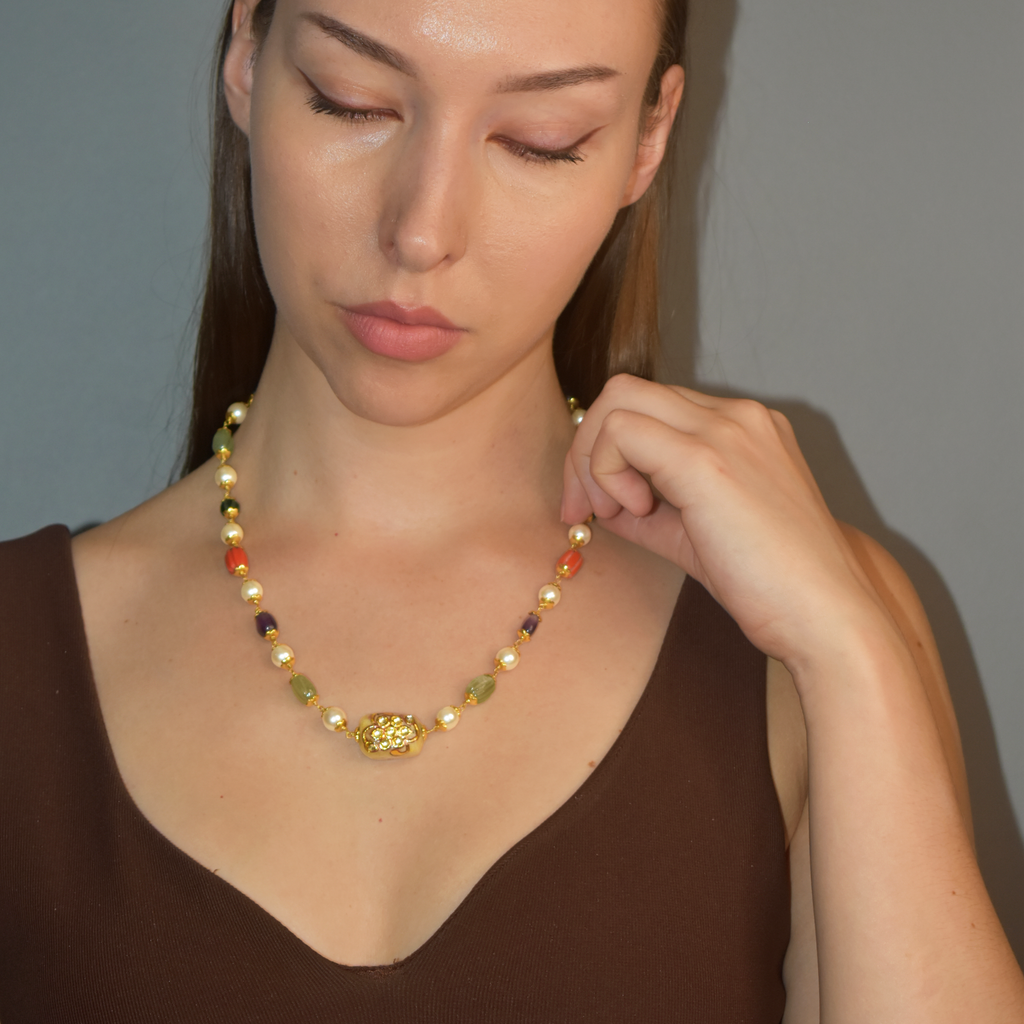 Collier Kundan coloré