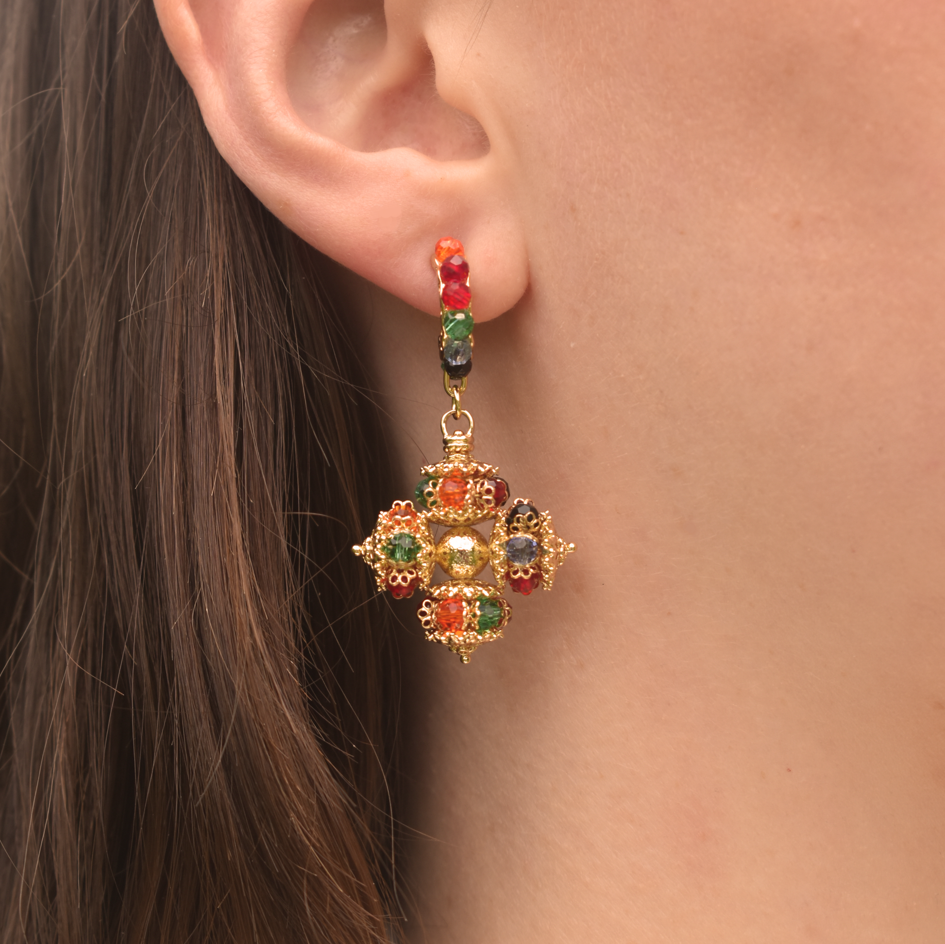 Boucles d'oreilles arabesques colorées