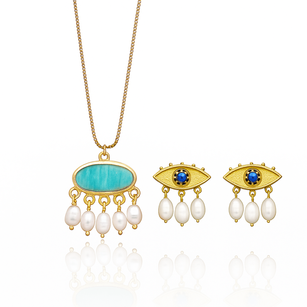 Symbolic Eye & Soothing Amazonite Necklace - BOA PALACE