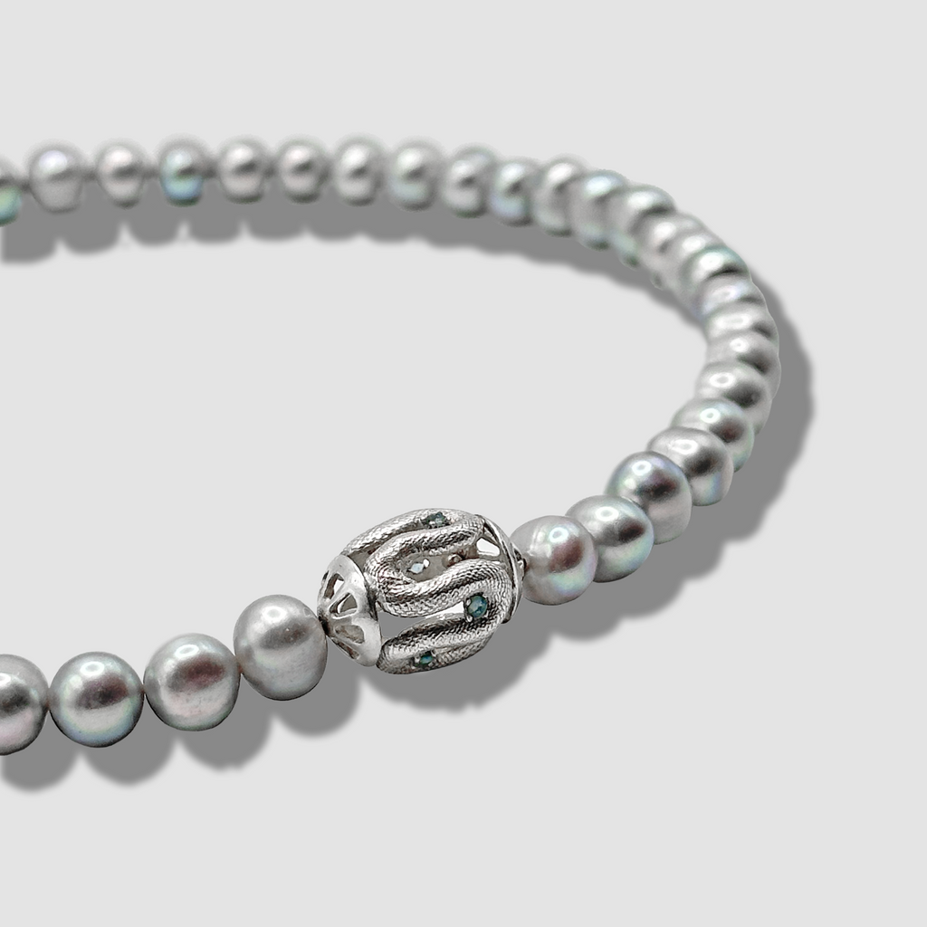 Collier ras du cou avec breloque serpent / Argent